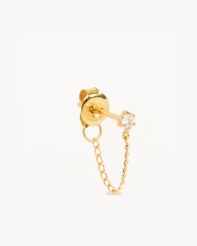 14k Solid Gold Diamond Sweet Droplet Chain Earring