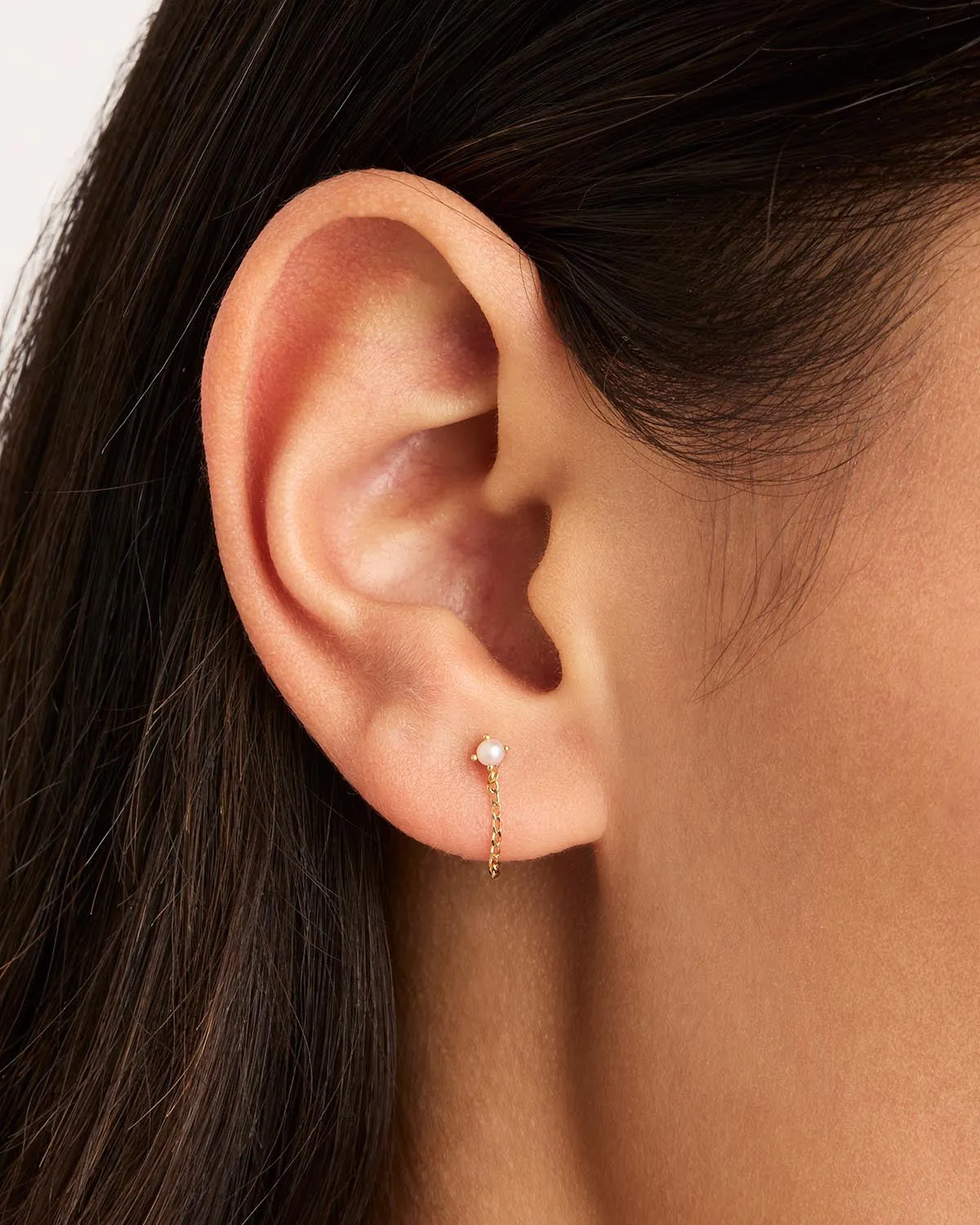 14k Solid Gold Peace Lover Chain Earring