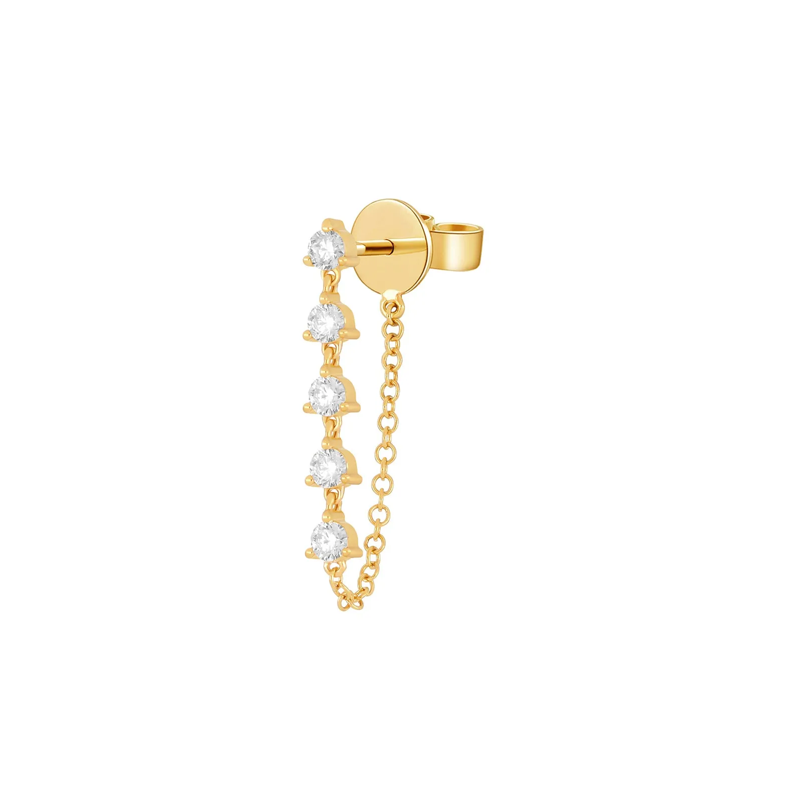 Chain Stud Earring - Yellow Gold