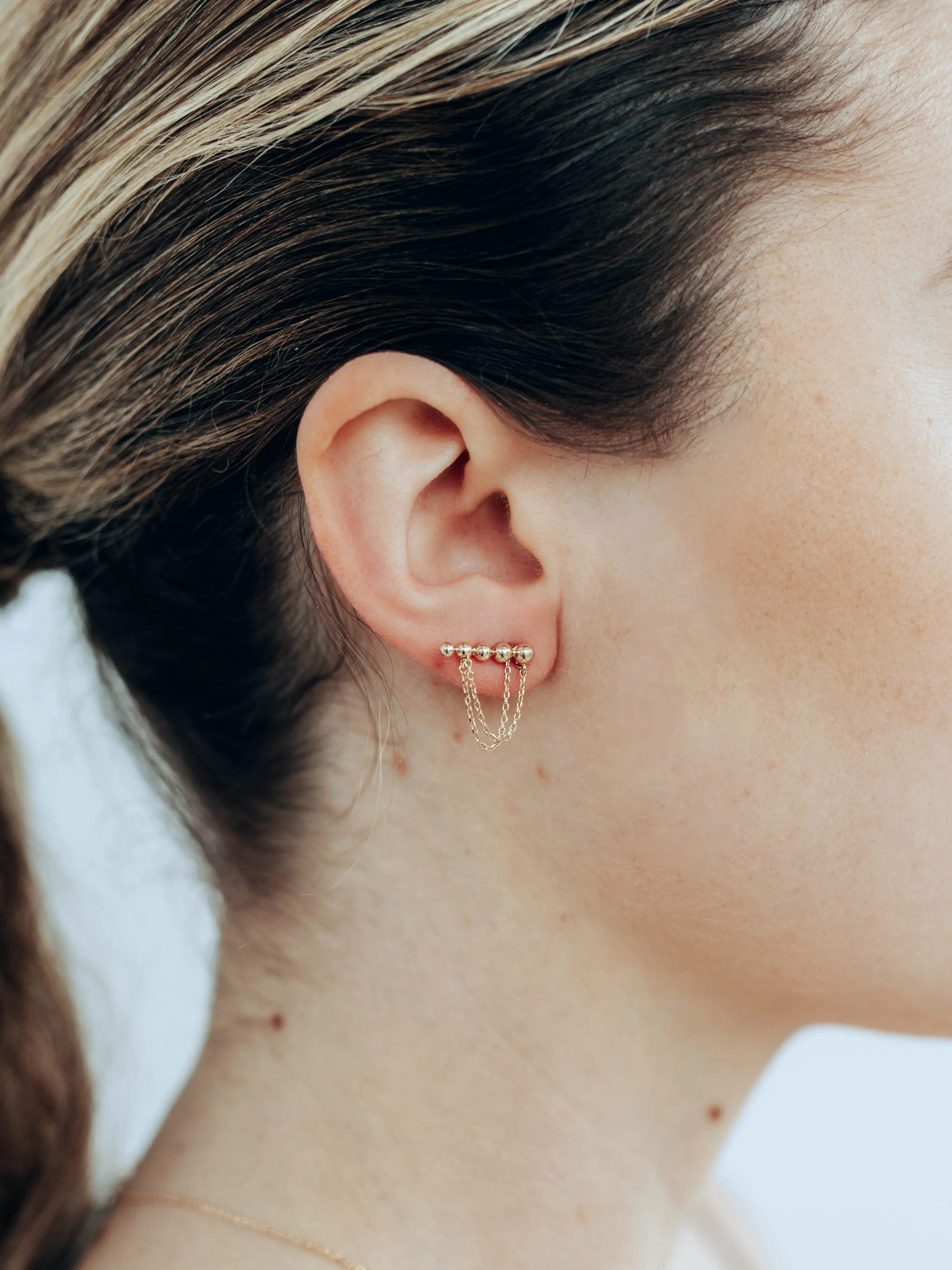 Dew Drop Bar Chain Earrings