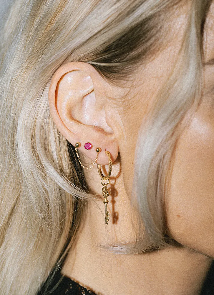 Double trouble pinhead earstud 14k gold