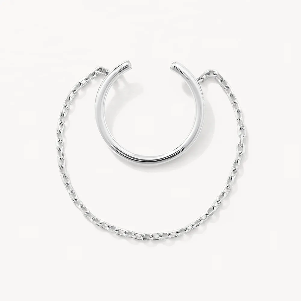 Drop Chain Single Ear Cuff in Silver