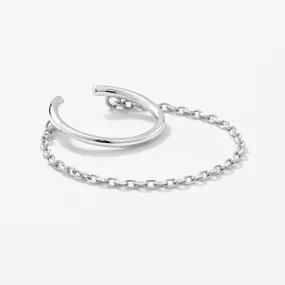 Drop Chain Single Ear Cuff in Silver