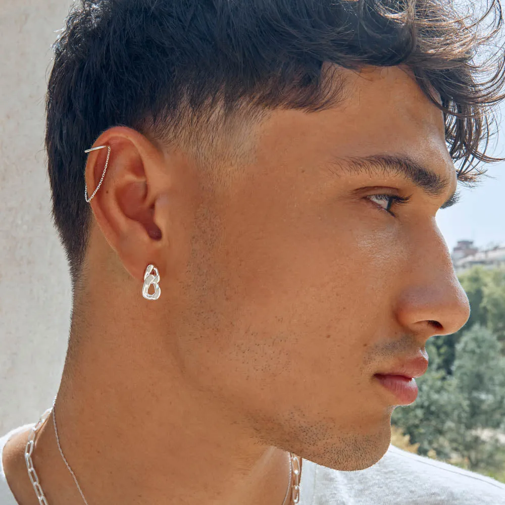 Drop Chain Single Ear Cuff in Silver