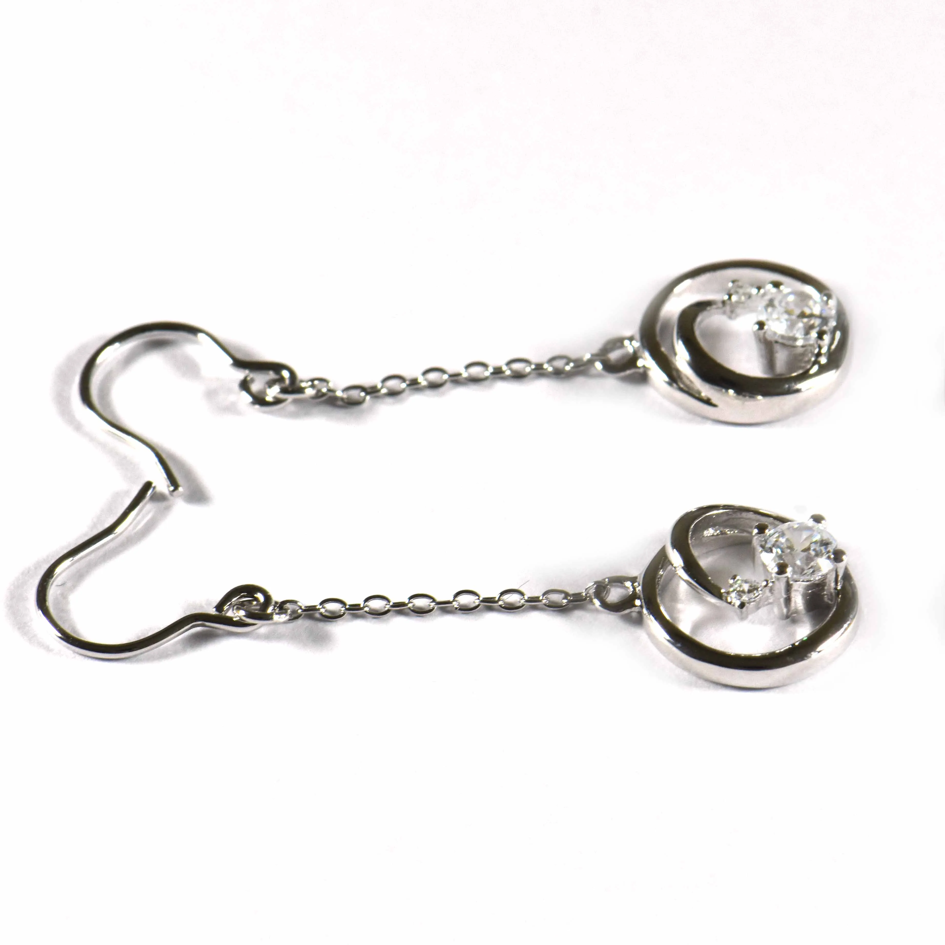 Heart & chain silver earring