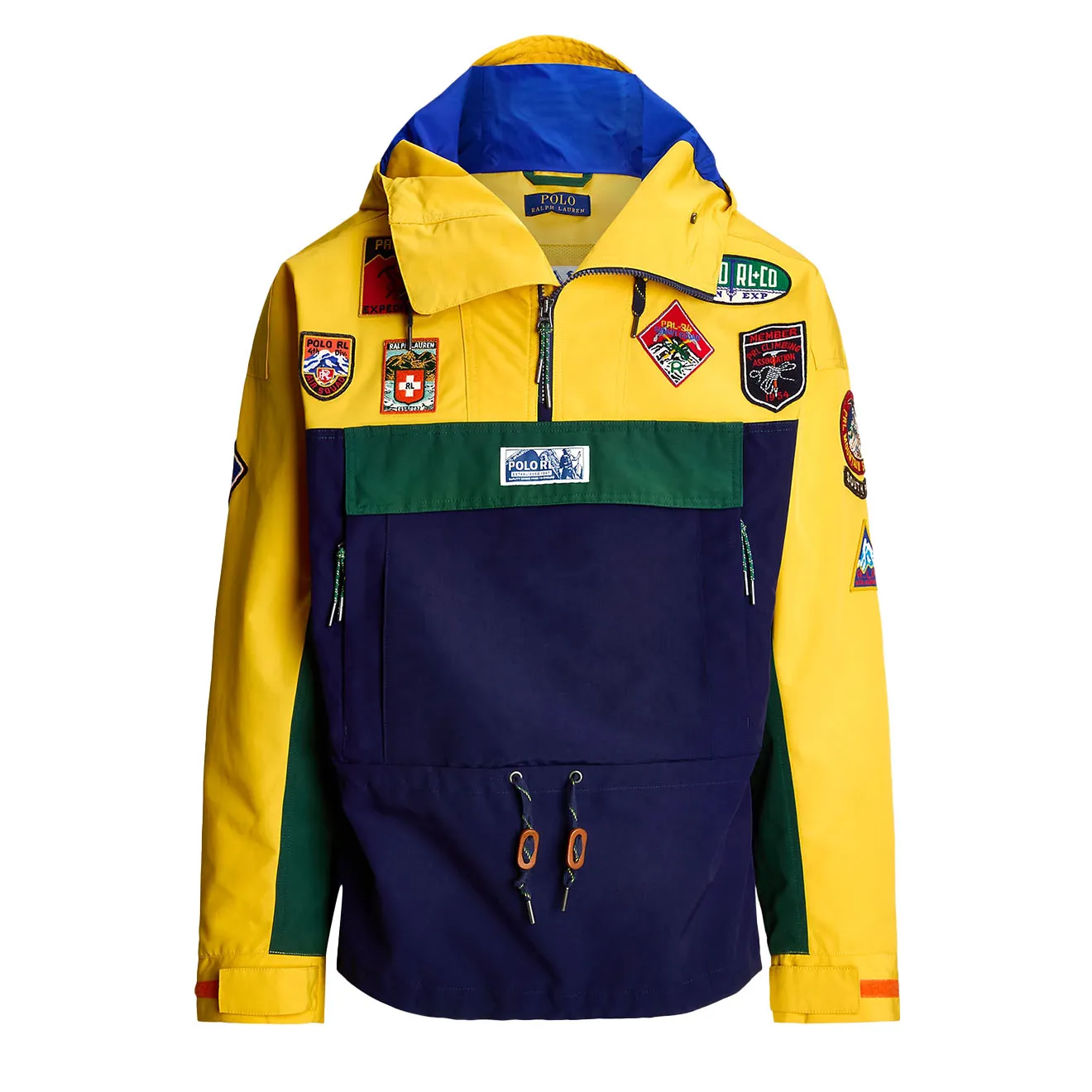 Polo Ralph Lauren Graphic Hooded Pullover Jacket Yellow/Green/Navy