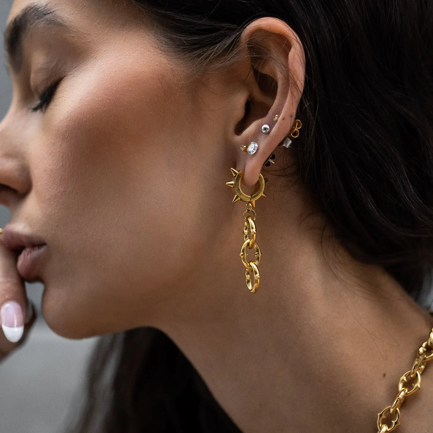 "The Cathedral" 9mm Spiked Earrings (Gold)