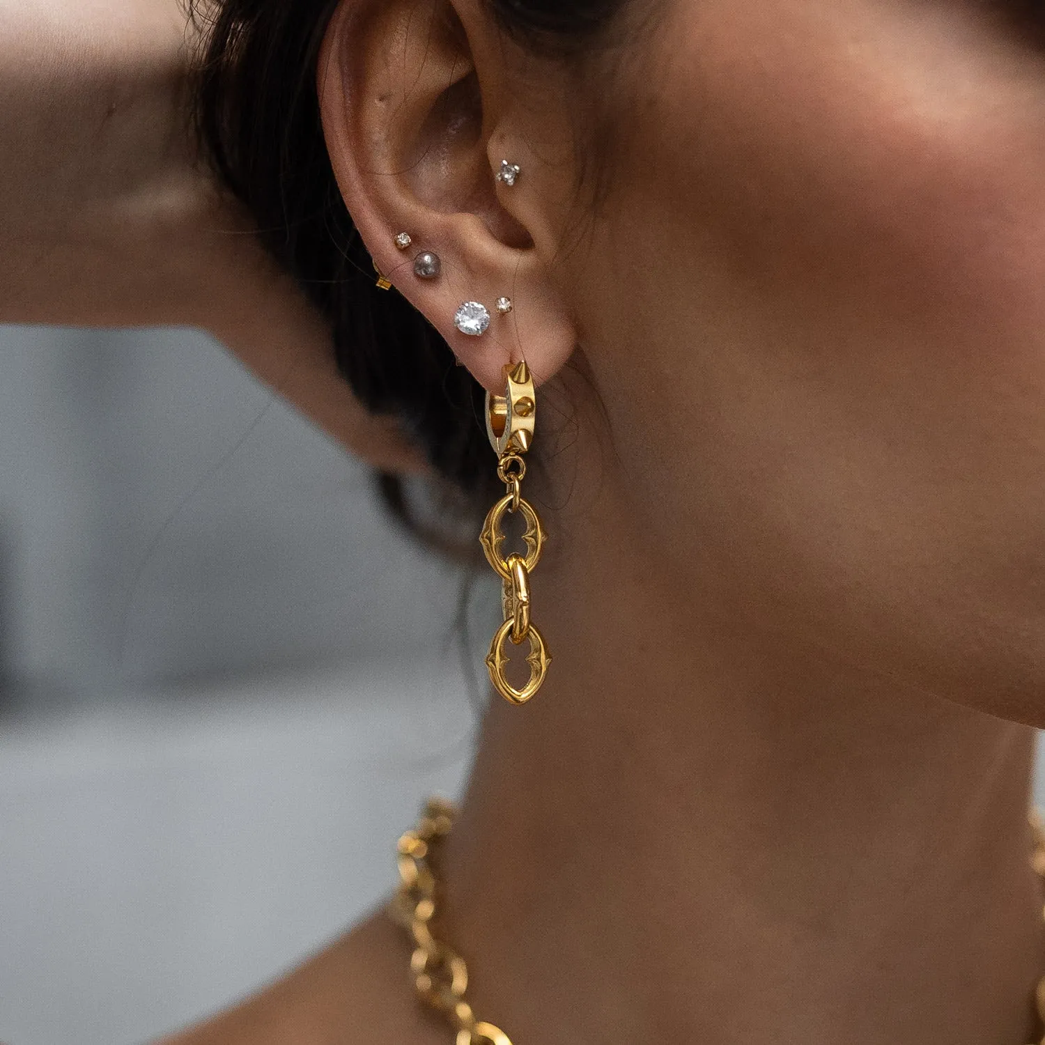 "The Cathedral" 9mm Spiked Earrings (Gold)