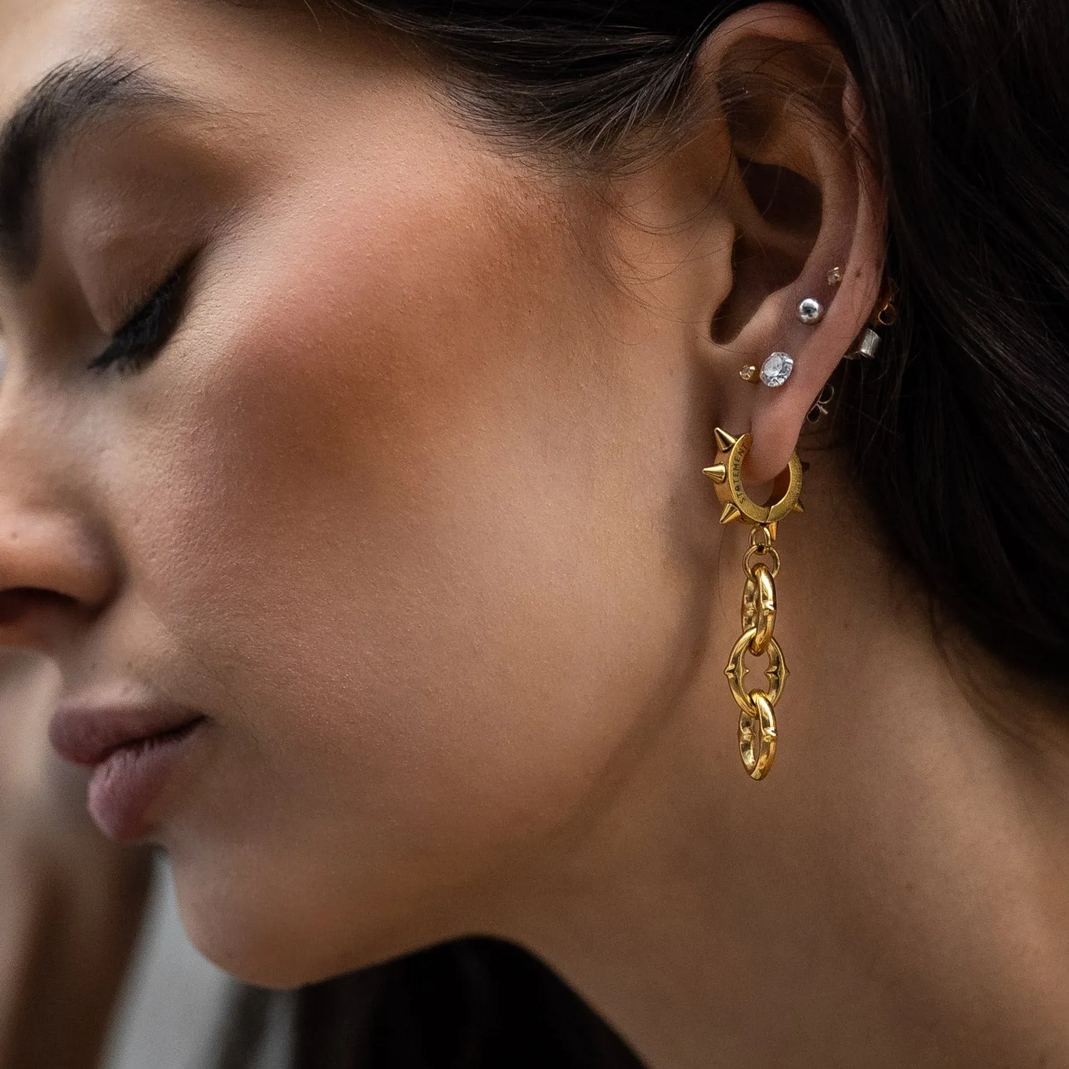 "The Cathedral" 9mm Spiked Earrings (Gold)